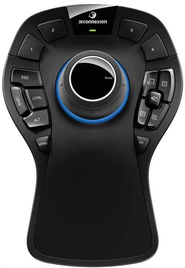 3Dconnexion SpaceMouse Pro 3DX-700075, Wi-Fi myš, ergonomická, s podsvícením, displej, USB hub