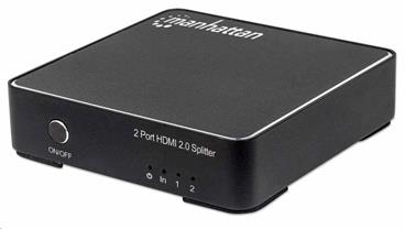 4K 2-Port HDMI Splitter, 4K@60Hz, AC Powered, HDCP 2.2, Black