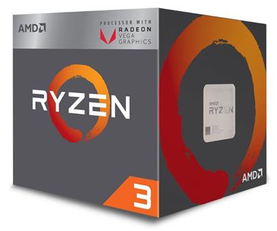 AMD cpu Ryzen 3 2200G AM4 Box (4core, 4x vlákno, 3.5GHz / 3.7GHz, 6MB cache, 65W), RX VEGA 8, chladič Wraith Stealth