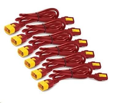 APC Sada napájecích kabelů (6 ks), se zajištěním, C13 na C14, 1,2 m, červená barva