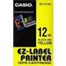 Casio originální páska do tiskárny štítků, Casio, XR-12YW1, černý tisk/žlutý podklad, nelaminovaná, 8m, 12mm