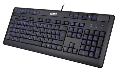 Crono CK2113 - multimediální klávesnice, CZ / SK, USB, černá, modré podsvícení