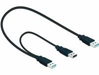 Delock kabel USB 3.0-A samec > USB 3.0-A samec + USB 2.0-A samec, černý