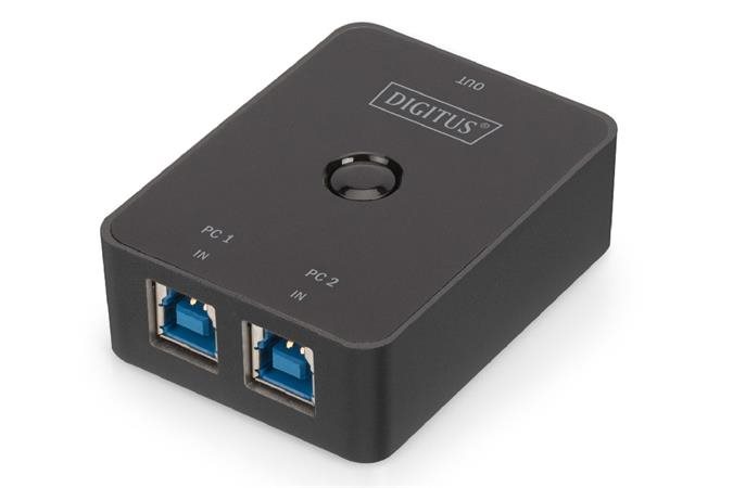 Digitus Sdílený Přepínač USB 3.0 2 počítače - 1 zařízení, ovládání tlačítek, vlastní napájení