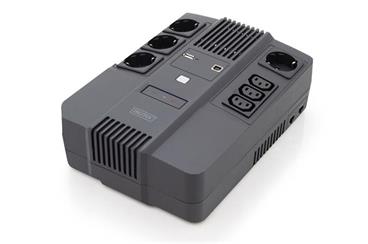 DIGITUS UPS vše-v-jednom, 600VA/360W,LED 12V/7Ah x1, 4xCEE 7/7,3x IEC C13, USB, RJ45