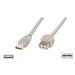 Digitus USB kabel prodlužovací A-A, 2xstíněný, měď, 5m, šedý