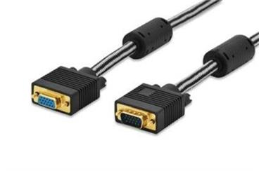 Ednet Připojovací kabel monitoru VGA, HD15 samec/samec, 3,0 m, 3Coax / 7c, 2xferit, bavlna, zlato, černý