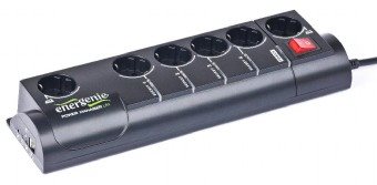 Energenie programmable surge protector with LAN interface, 6 sockets,1.8m,black
