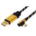 GOLD USB 2.0 kabel, oboustranný USB A(M) - USB C(M) lomený (90°), 1,8m