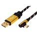 GOLD USB 2.0 kabel, oboustranný USB A(M) - USB C(M) lomený (90°), 3m