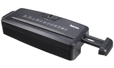 HAMA skartovačka Mini S6/ formát A4/ podelný řez/ skartuje až 6 listů/ stupeň utajení P-1/ černá