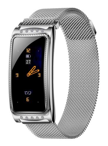 IMMAX chytré hodinky Crystal Fit/ 1,08" TFT/ RLC8762C/ BT 5.0/ IP67/ Android 4.4/ iOS 8.2/ dámské/ čeština/ stříbrné