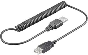 Kabel USB prodlužovací A-A, 0,5-1,5 m, kroucený, černý