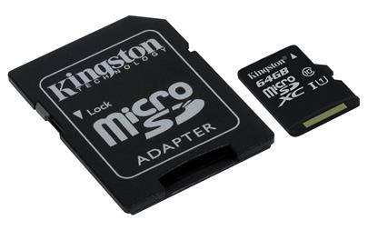 KINGSTON 64GB microSDHC Memory Card 45MB/10MBs- UHS-I class 10 Gen 2