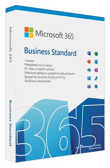 Microsoft 365 Business Standard - Krabicové balení (1 rok) - 1 uživatel (5 zařízení) - bez médií, P8 - Win, Mac, Android, iOS - n