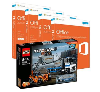 Office 2016 pro domácnosti a podnikatele CZ 4 ks + LEGO Technic Přeprava kontejnerů