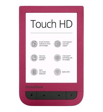 POCKETBOOK e-book reader 631 Touch HD/ 8GB/ 6"/ Wi-Fi/ micro SD/ micro USB/ čeština/ červená