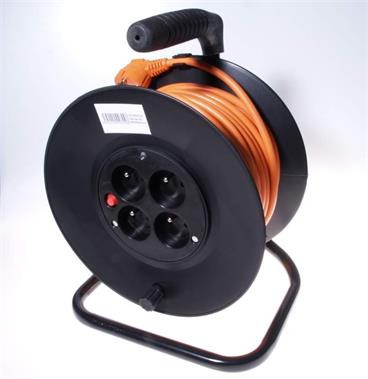 PremiumCord prodlužovací kabel 230V, 25m na bubnu, 4 zásuvky, 1,5mm2