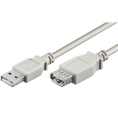 PremiumCord USB 2.0 kabel prodlužovací, A-A, 2m, šedá