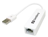 Sandberg konvertor USB 2.0 samec > RJ45 samice, bílý