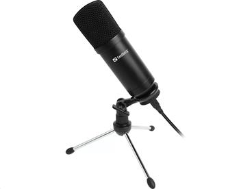 Sandberg stolní mikrofon pro streamování, USB, černá
