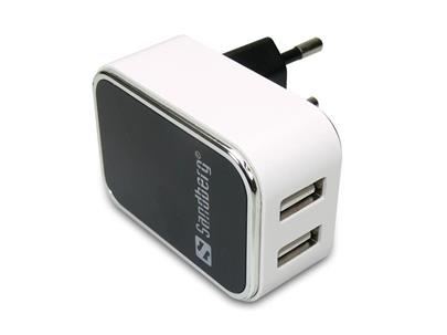 Sandberg USB AC napájecí adaptér, USB 2.4 + 1A EU, duální, bílý