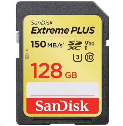 SanDisk Extreme Plus SDXC 128GB R:150 MB/s, W: 70 MB/s, Class 10 UHS-I U3 V30