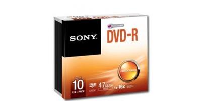 SONY DVD-R 4,7 GB, 16x, tenky obal, 10 ks
