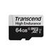 Transcend 64GB microSDXC 350V UHS-I U1 (Class 10) High Endurance paměťová karta, 95MB/s R, 45MB/s W