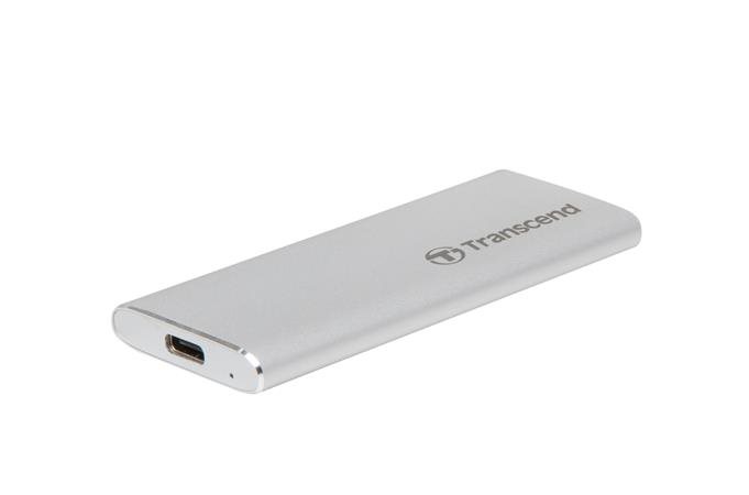 Transcend ESD240C 240GB USB 3.1 Gen2 (USB-C) Externí SSD disk (3D TLC), 520MB/R, 460MB/W, kompaktní rozměry, stříbrný