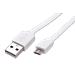 USB 2.0 kabel, USB A(M) - microUSB B(M), 1m, plochý, bílý
