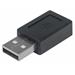 USB 2.0 Type-C to Type-A Adapter, Type-C Female to Type-A Male, Black