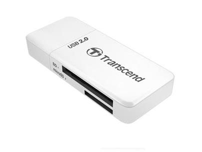USB čtečka paměťových karet Transcend, bílá - SD, SDHC, MMC, MMCplus, MMCmobile, microSD, microSDHC, M2