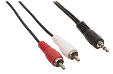 VALUELINE redukční stereo audio kabel s jackem/ zástrčka 3,5 mm - 2x zástrčka RCA/ černý/ bulk/ 1,5m