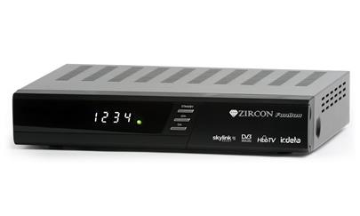 ZIRCON DVB-S2 satelitní přijímač FunBox Skylink ready/ Full HD/ MPEG2/ MPEG4/ HbbTV/ HDMI/ CINCH/ USB/ IRDETO